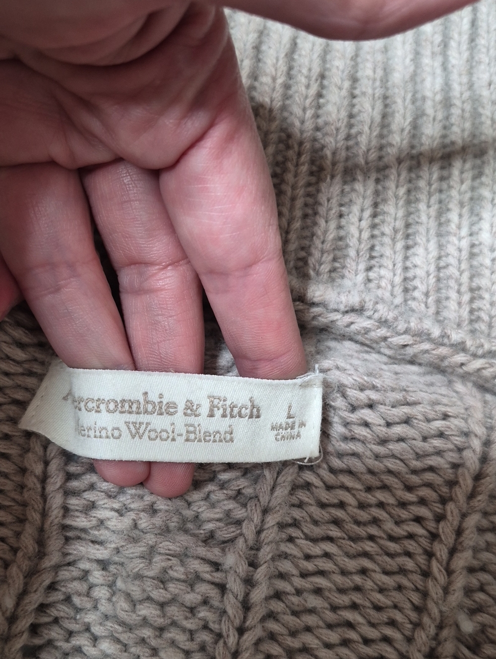 Abercrombie & Fitch Taupe Cable-Knit Zip Cardigan - Picture 4 of 9